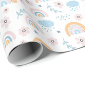 Regenbogen, Blume und Wolkenumrandungspapier Geschenkpapier (Rolleneckpunkt)