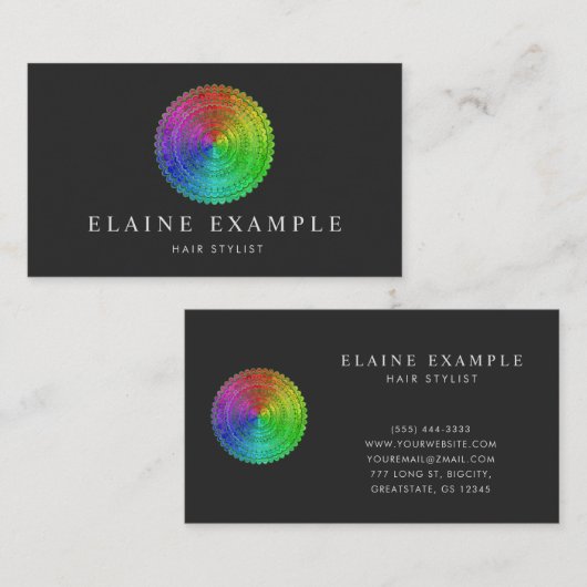 Regenbogen-BlumeMandala Visitenkarte (Vorne/Hinten)