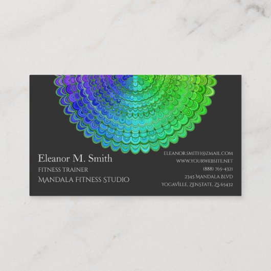 Regenbogen-BlumeMandala Visitenkarte (Rückseite)