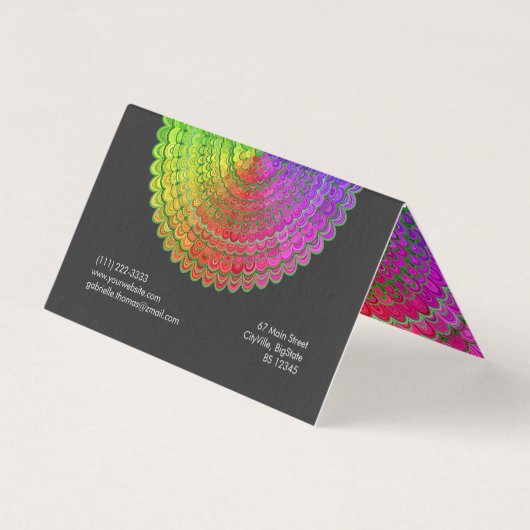 Regenbogen-BlumeMandala Visitenkarten (Rückseite)