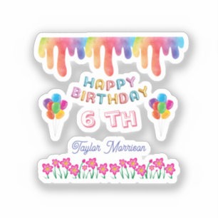 Regenbogen-Blumen Alles Gute zum Geburtstag Quadra Aufkleber