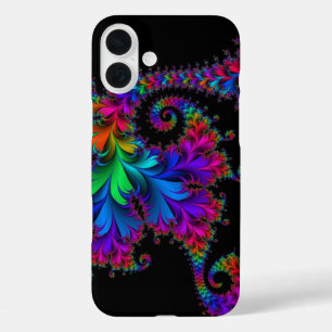 Regenbogen-Blumen-Fraktal-Kunst iPhone 16 Plus Hülle