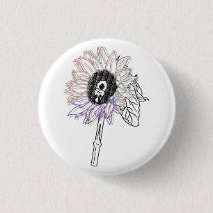 Regenbogen-Blumen-Funky-Kunst Button