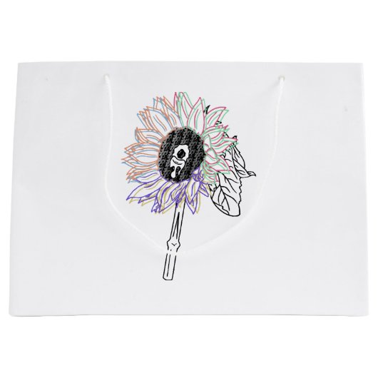 Regenbogen-Blumen-Funky-Kunst Große Geschenktüte (Vorderseite)