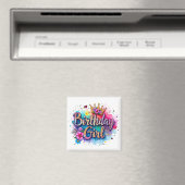 Regenbogen-Blumen-Geburtstagsmädchen Magnet (In Situ (Geschirrspüler))