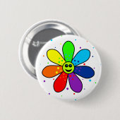Regenbogen-Blumen-Knopf Button (Vorne & Hinten)