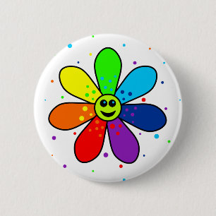 Regenbogen-Blumen-Knopf Button