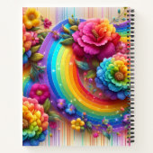 Regenbogen Blumen Monogramm mit Mädchen-Touch Notizblock (Rückseite)