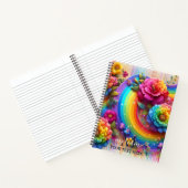 Regenbogen Blumen Monogramm mit Mädchen-Touch Notizblock (Innenseite)
