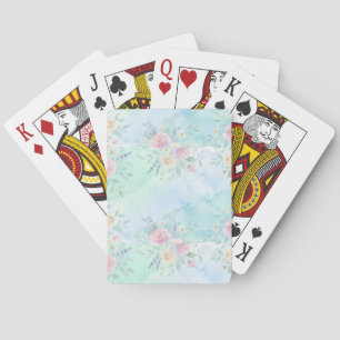 Regenbogen-Blumen-Pastell-Aquarell-Hintergrund in Spielkarten
