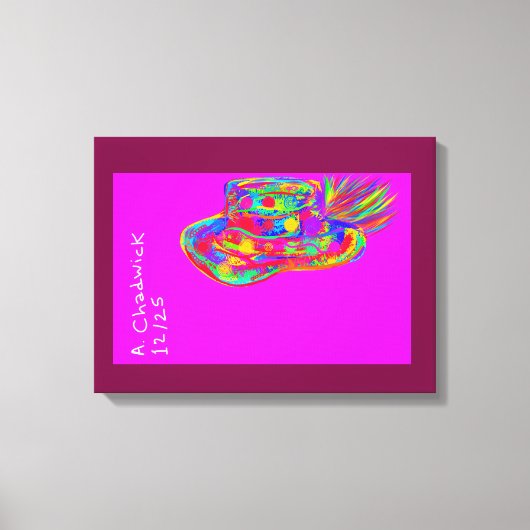 Regenbogen-Blumen-Pelz-Federhut Leinwanddruck (Vorderseite)