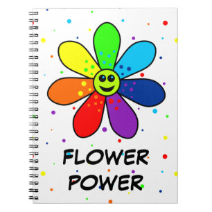 Regenbogen-Blumen-Power-Notizbuch Notizblock