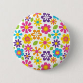 Regenbogen-Blumen-PowerHippieRetro Teens-Geschenke Button (Vorderseite)