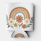 Regenbogen-Blumen-Retro-Getränkehalter Dosenkühler (Vorderseite)