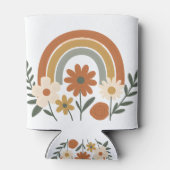 Regenbogen-Blumen-Retro-Getränkehalter Dosenkühler (Rückseite)