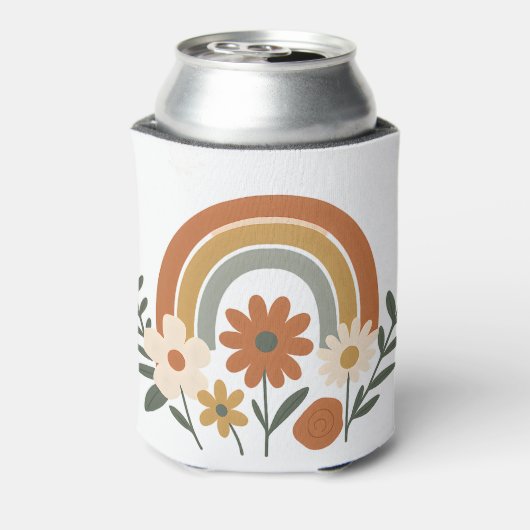 Regenbogen-Blumen-Retro-Getränkehalter Dosenkühler (Kanne Rückseite)