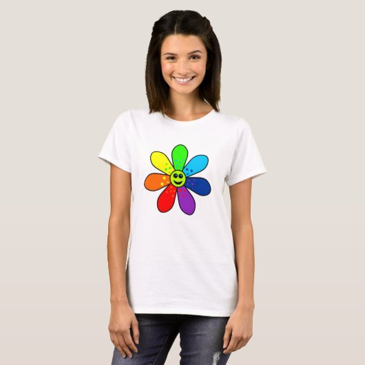 Regenbogen-Blumen-T - Shirt (Vorne ganz)
