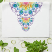 Regenbogen Blumenbrunnen Ornamental Dot Mandala Geschirrtuch (Gefaltet)