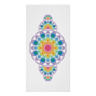 Regenbogen Blumenbrunnen Ornamental Dot Mandala Poster