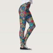 Regenbogen-Blumenmuster-Leggings Leggings (Rechts)