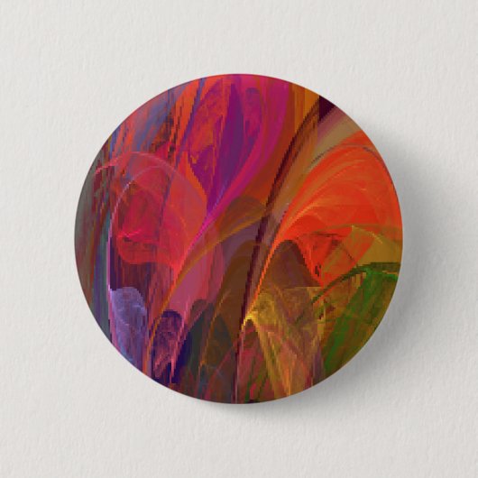 Regenbogen-Blüten-Fraktal Button (Vorderseite)