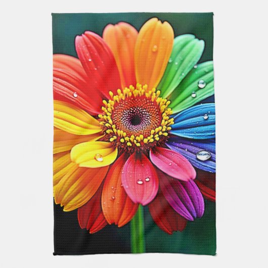 Regenbogen-Blüten-Kunst Geschirrtuch (Vertikal)