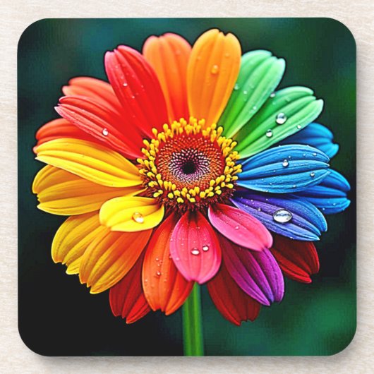 Regenbogen-Blüten-Kunst Getränkeuntersetzer (Vorderseite)