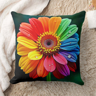 Regenbogen-Blüten-Kunst Kissen
