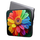 Regenbogen-Blüten-Kunst Laptopschutzhülle (Vorderseite Links)