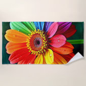 Regenbogen-Blüten-Kunst Strandtuch (Vorderseite)