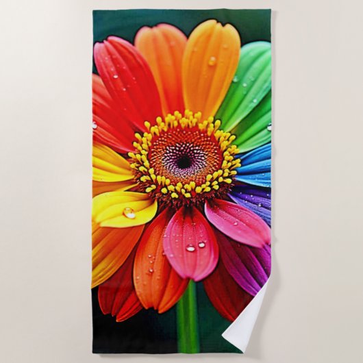 Regenbogen-Blüten-Kunst Strandtuch (Vorderseite)