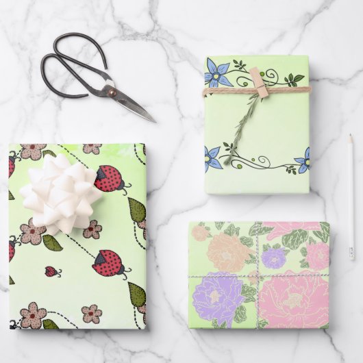 Regenbogen Blüten Packpapier Blatt (Vorderseite)