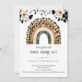 Regenbogen Boho 2. Geburtstag Einladung (Vorderseite)