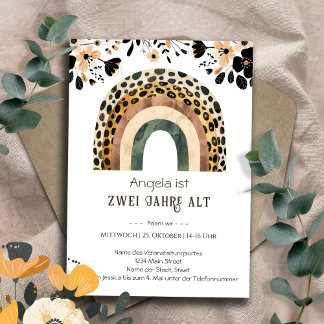 Regenbogen Boho 2. Geburtstag Einladung