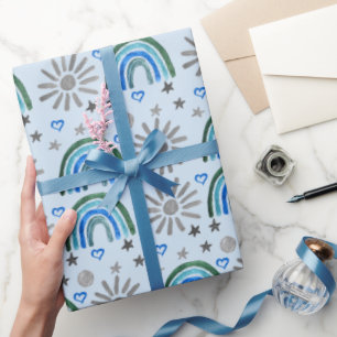 Regenbogen Boho Geburtstag Baby Shower Junge Geschenkpapier