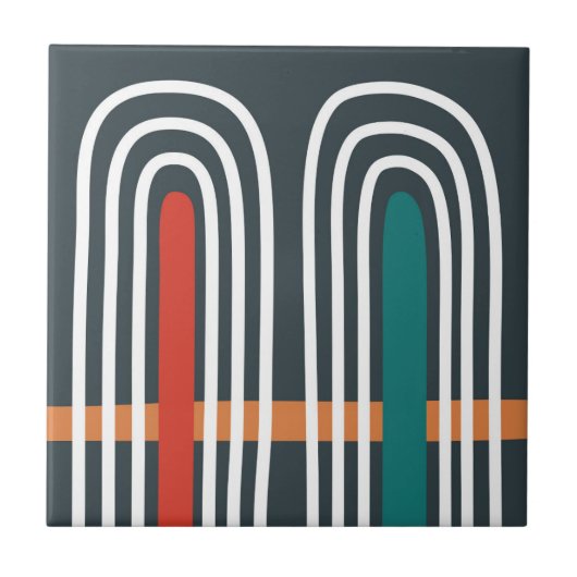 Regenbogen-Boho-Kunst abstraktes Design Fliese (Vorderseite)