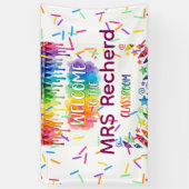 Regenbogen-Boho-Lehrer-Willkommensschild für die K Banner (Vertikal)