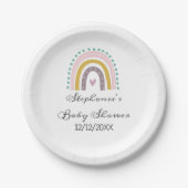 Regenbogen, Boho, rosa, Aquamarin, Herz, Babydusch Pappteller (Vorderseite)