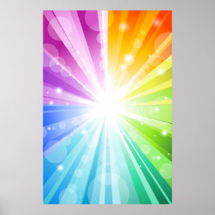 Regenbogen-Bokeh-Schule/Porträt-Fotobooth-Hintergr Poster