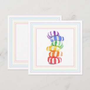 REGENBOGEN-BONBON 5,25" flache quadratische Karte