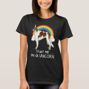 Regenbogen Borzoi Vertrau Mir Ich Bin Ein Einhorn  T-Shirt