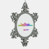 Regenbogen-Boston-Skyline Schneeflocken Zinn-Ornament (Links)