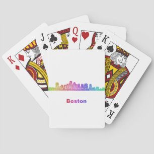 Regenbogen-Boston-Skyline Spielkarten