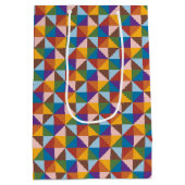 Regenbogen, braun, rosa und blaues Pinrad Mittlere Geschenktüte (Rückseite)