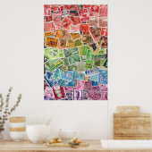 Regenbogen-Briefmarken Poster (Küche)