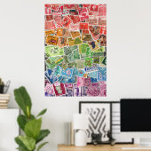 Regenbogen-Briefmarken Poster (Heimbüro)
