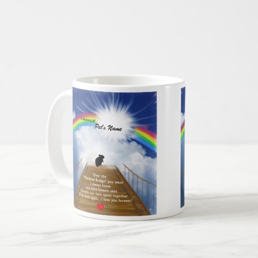 Regenbogen-Brücken-Erinnerungsgedicht für Hamster Kaffeetasse (Vorderseite Links)