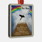 Regenbogen-Brücken-Erinnerungsgedicht für Vögel Silbernes Ornament (Rechts)