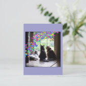 Regenbogen-Brückenkatzen-Beileidpostkarte Postkarte (Stehend Vorderseite)