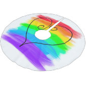 Regenbogen-Brush mit Herz Polyester Weihnachtsbaumdecke (Schrägansicht)